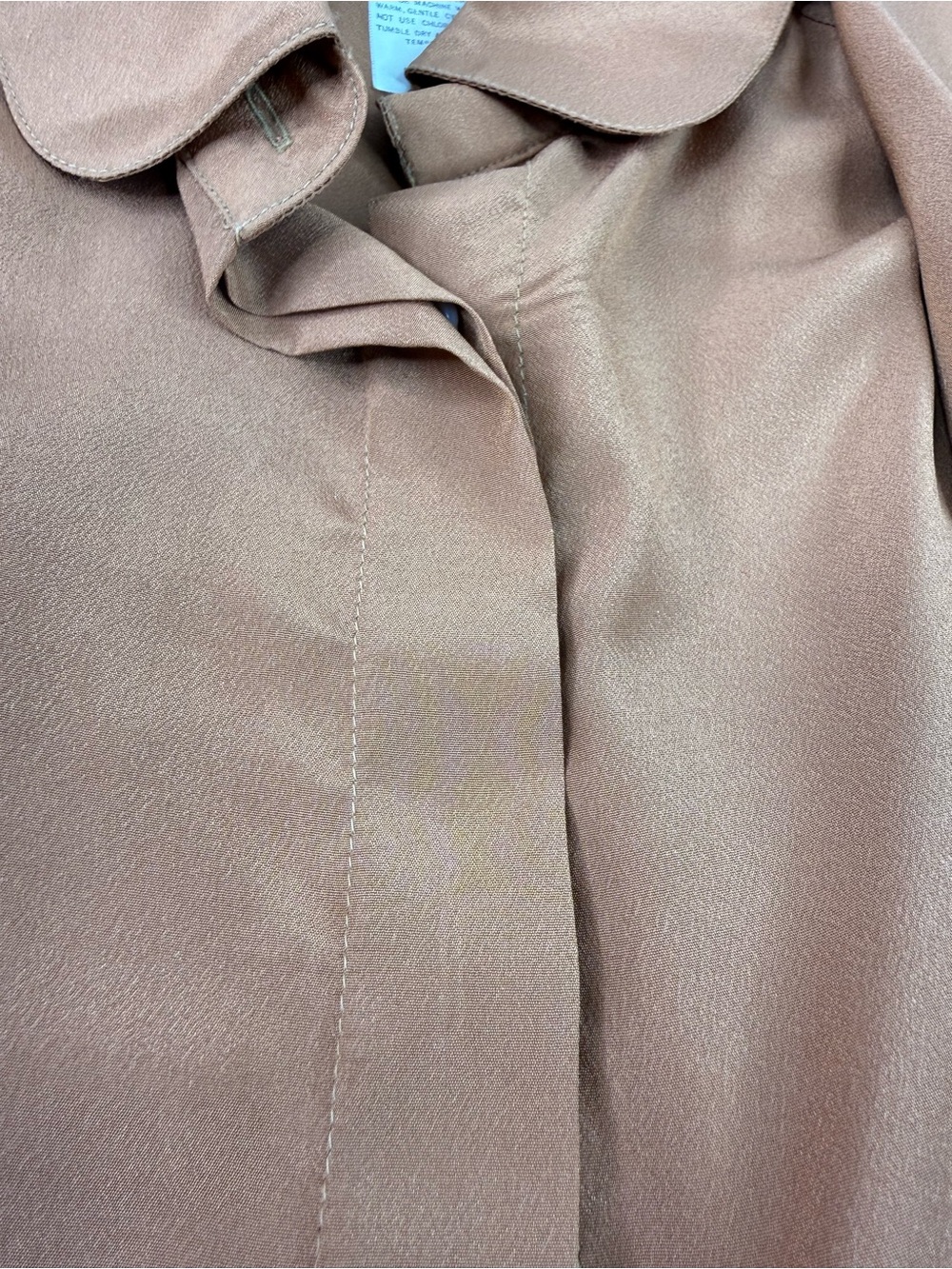 Neiman Marcus Jack Mulqueen Satin Tie-Neck Blouse Copper Brown Vintage Size 8 - Picture 7 of 10